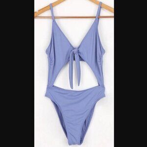 NEW Lulus Dahlia Dusty Blue Tie-Front One-Piece Swimsuit - Size Small